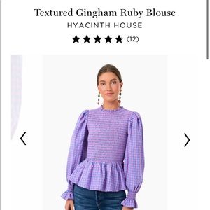 Hyacitnh House textured gingham ruby blouse